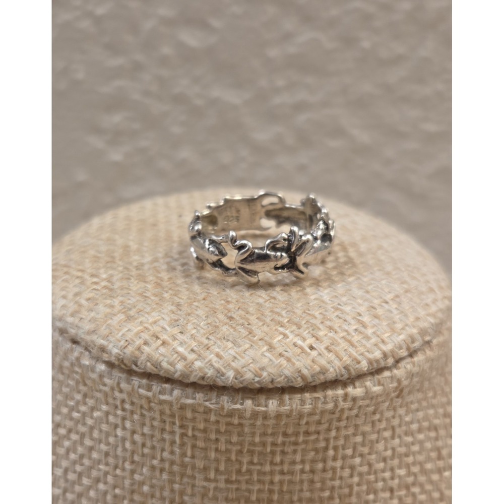 Unique Vintage Sterling Silver Leaping Frog Infinity Ring Size 5
